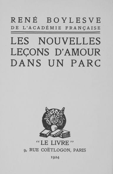 Cover of Les nouvelles leçons d'amour dans un parc by René Boylesve