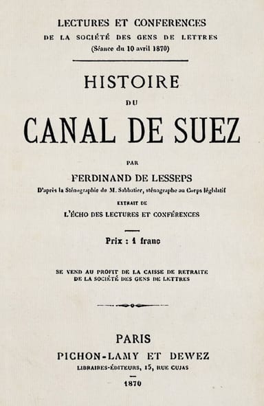 Copertina di Histoire du Canal de Suez, di Ferdinand de Lesseps