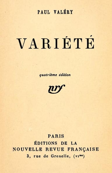 Copertina di Variété I, di Paul Valéry