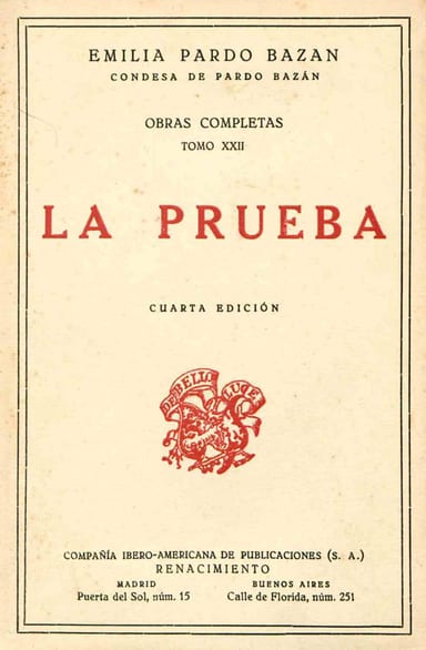 Portada de La prueba, de condesa de Emilia Pardo Bazán