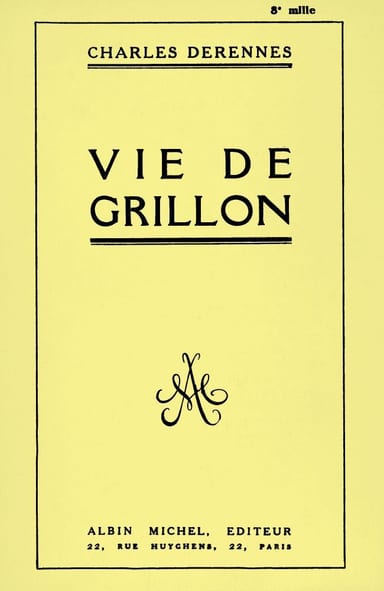 Capa de Vie de Grillon, de Charles Derennes