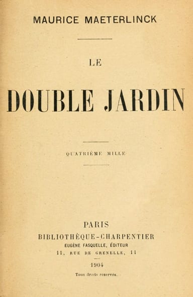 Copertina di Le Double Jardin, di Maurice Maeterlinck