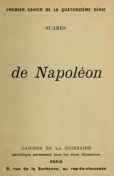 Copertina di De Napoléon, di André Suarès