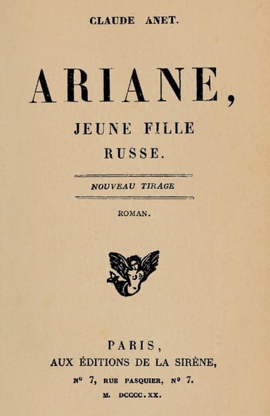 Copertina di Ariane, jeune fille russe, di Claude Anet