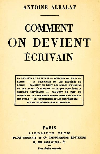 Couverture de Comment on devient écrivain par Antoine Albalat