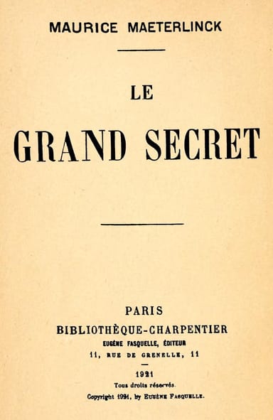 Capa de Le grand secret, de Maurice Maeterlinck