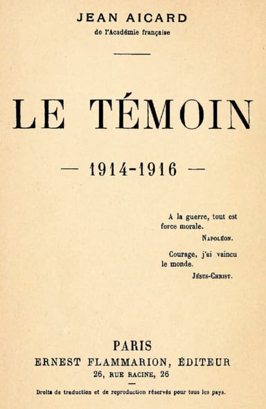 Copertina di Le Témoin: 1914-1916, di Jean Aicard