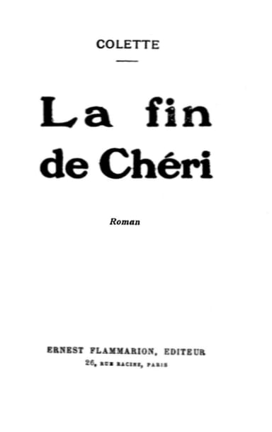 Copertina di La Fin de Chéri, di Colette