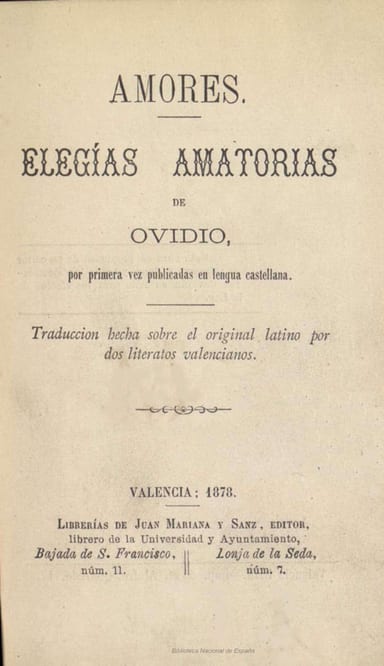 Portada de Amores: elegías amatorias, de Ovid