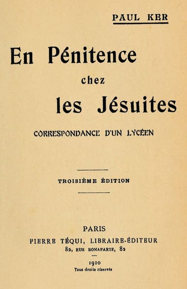 Cover of En Pénitence chez les Jésuites: Correspondance d'un lycéen by Pierre-Paul Brucker