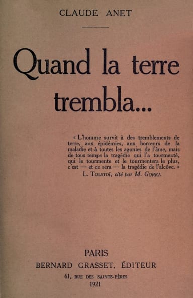 Couverture de Quand la terre trembla par Claude Anet