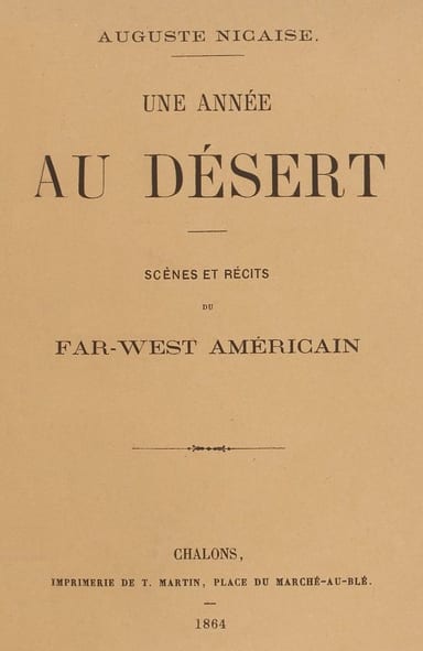 Copertina di Une année au désert, di Auguste Nicaise