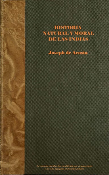 Portada de Historia natural y moral de las Indias (vol. 1 of 2), de José de Acosta