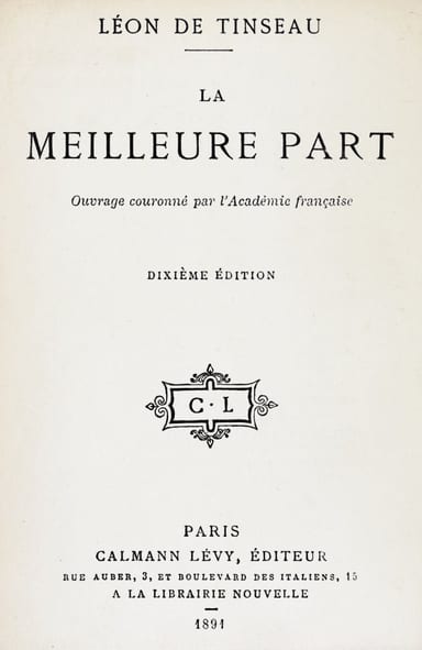 Copertina di La meilleure part, di Léon de Tinseau