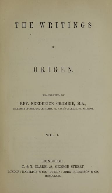 Cover of The writings of Origen, Vol. 1 (of 2) by Origen