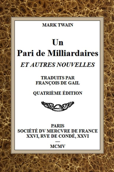 Copertina di Un pari de milliardaires et autres nouvelles, di Mark Twain