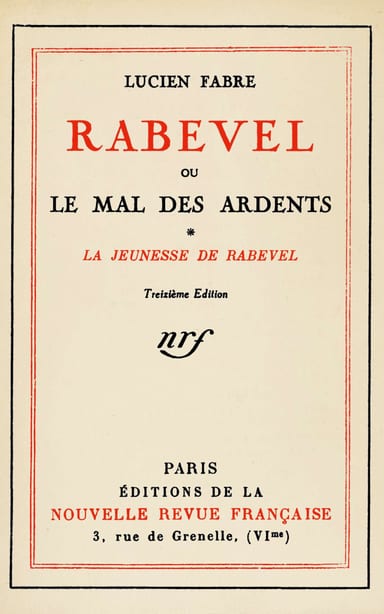 Copertina di Rabevel, ou le mal des ardents, Volume 1 (of 3), di Lucien Fabre