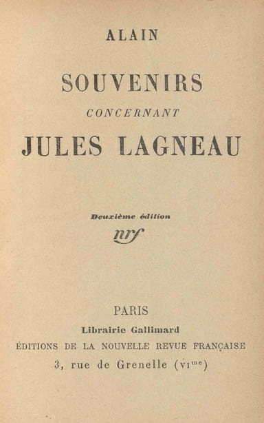 Copertina di Souvenirs concernant Jules Lagneau, di Alain