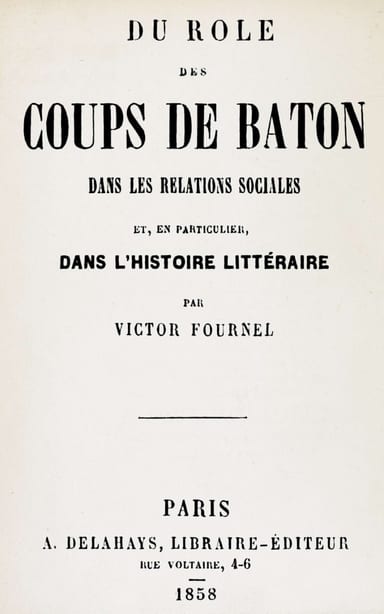 Copertina di Du rôle des coups de bâton dans les relations sociales et, en particulier, dans l'histoire littéraire, di Victor Fournel