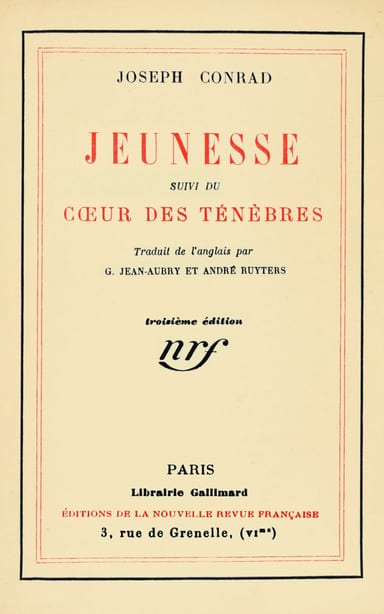 Copertina di Jeunesse, suivi du Cœur des ténèbres, di Joseph Conrad
