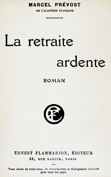 Copertina di La retraite ardente, di Marcel Prévost