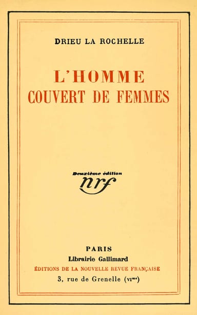 Copertina di L'homme couvert de femmes, di Pierre Drieu La Rochelle