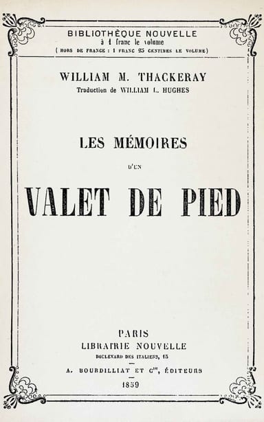 Copertina di Les mémoires d'un valet de pied, di William Makepeace Thackeray