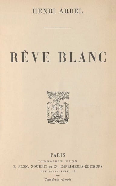 Copertina di Rêve blanc, di Henri Ardel