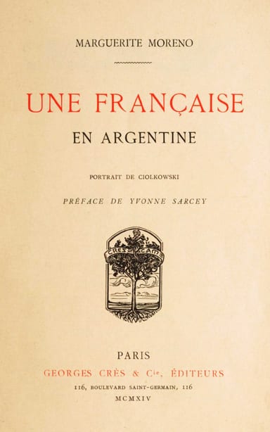 Copertina di Une Française en Argentine, di Marguerite Moreno