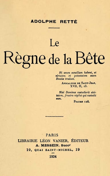Copertina di Le règne de la bête, di Adolphe Retté