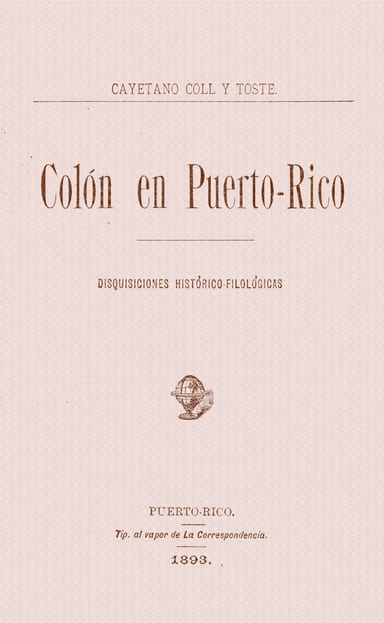 Capa de Colon en Puerto-Rico, de Cayetano Coll y Toste