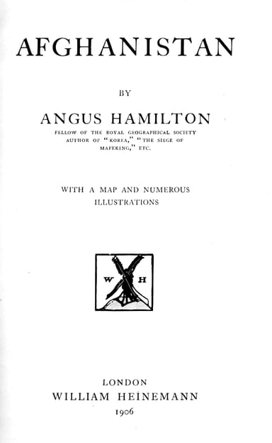 Cover of Afghanistan by A. Hamilton
