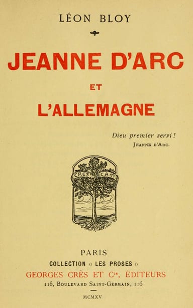 Portada de Jeanne d'Arc et l'Allemagne, de Léon Bloy