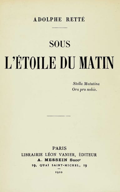Copertina di Sous l'Étoile du Matin, di Adolphe Retté