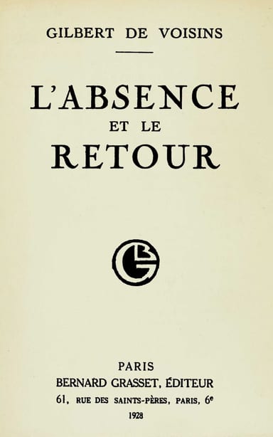 Copertina di L'absence et le retour, di Auguste Gilbert de Voisins