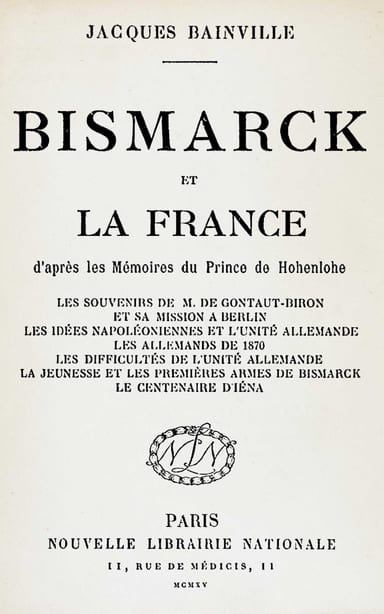 Copertina di Bismarck et la France, di Jacques Bainville