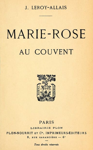 Copertina di Marie-Rose au couvent, di Jeanne Leroy-Allais