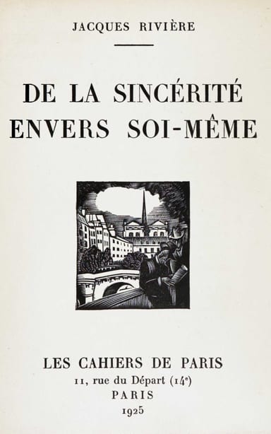 Copertina di De la sincérité envers soi-même, di Jacques Rivière