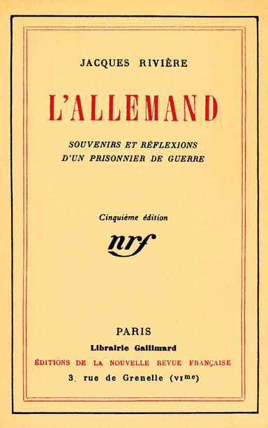 Copertina di L'Allemand, di Jacques Rivière