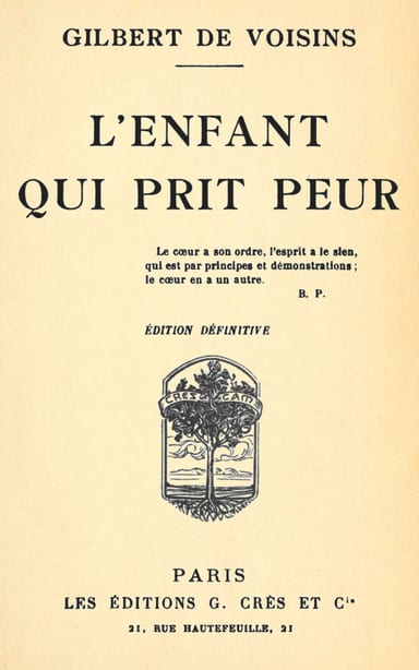 Copertina di L'enfant qui prit peur, di Auguste Gilbert de Voisins