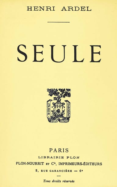 Copertina di Seule, di Henri Ardel