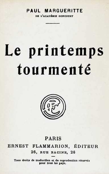 Copertina di Le printemps tourmenté, di Paul Margueritte