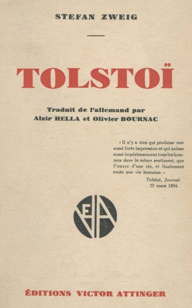 Copertina di Tolstoï, di Stefan Zweig