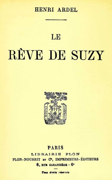 Portada de Le rêve de Suzy, de Henri Ardel