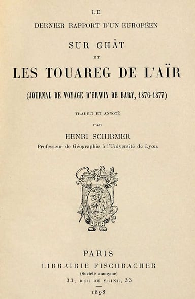 Copertina di Le dernier rapport d'un Européen sur Ghât et les Touareg de l'Aïr, di Erwin von Bary