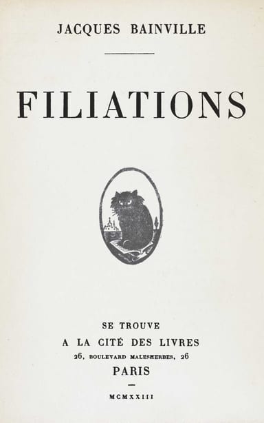 Copertina di Filiations, di Jacques Bainville