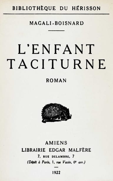 Portada de L'enfant taciturne, de Magali-Boisnard
