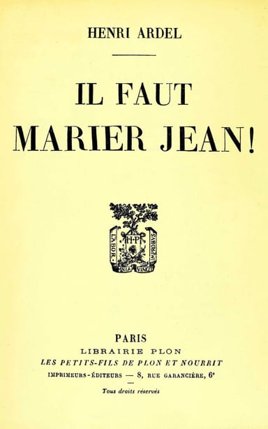Copertina di Il faut marier Jean!, di Henri Ardel