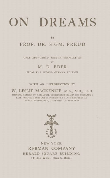 Cover of On dreams by Sigmund Freud
