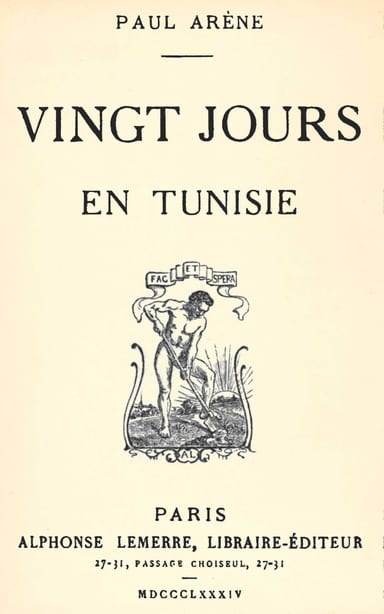 Copertina di Vingt jours en Tunisie, di Paul Arène